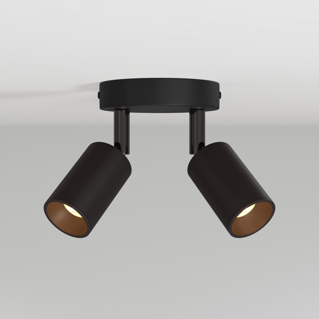 [APM2DECO2VNVNTBSBR-L] Applique et plafonnier avec 2 spots GU10 Bispot orientables (Noir)