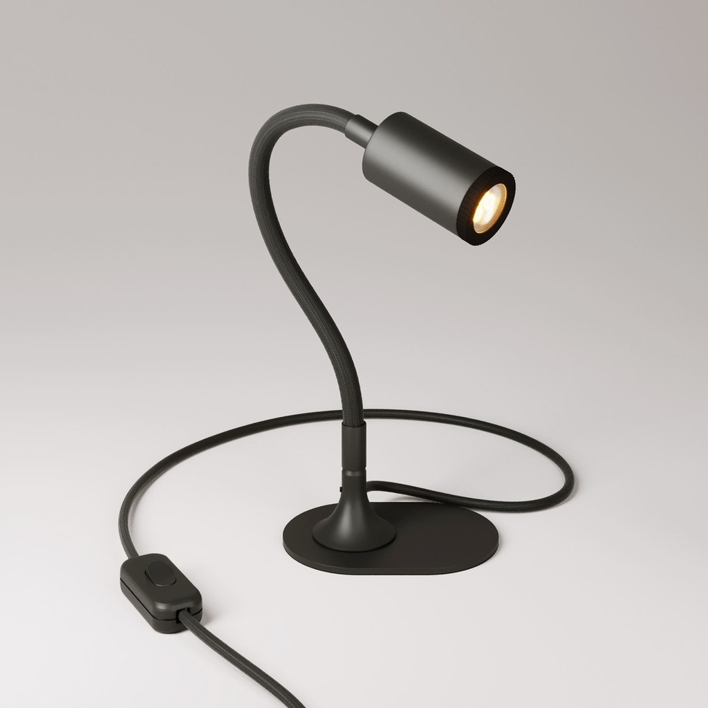 [AB21MAGFLVNRM04GUVNEUNRM04] Lampe de bureau MAG-Y avec Flex, base ovale en métal et spot (Sans ampoule, Noir, Fiche UE)