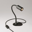 MAG-Y Schreibtischlampe mit Flex, ovalem Metallfuß und Spotlicht – Ohne Leuchtmittel, Schwarz, EU-Stecker