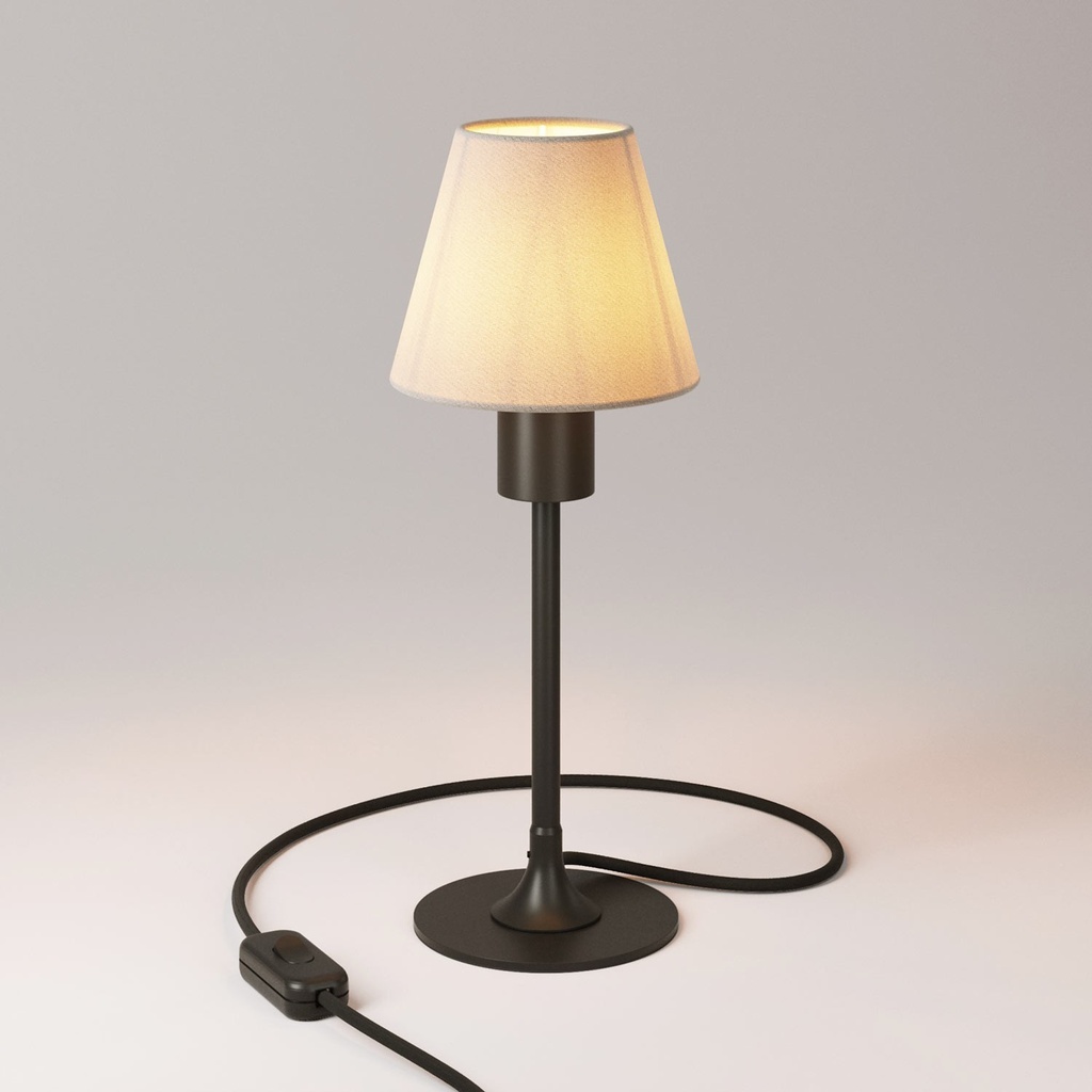 Lampe de table MAG-Y avec base métallique ronde et abat-jour – Sans ampoule, Noir, Fiche UE