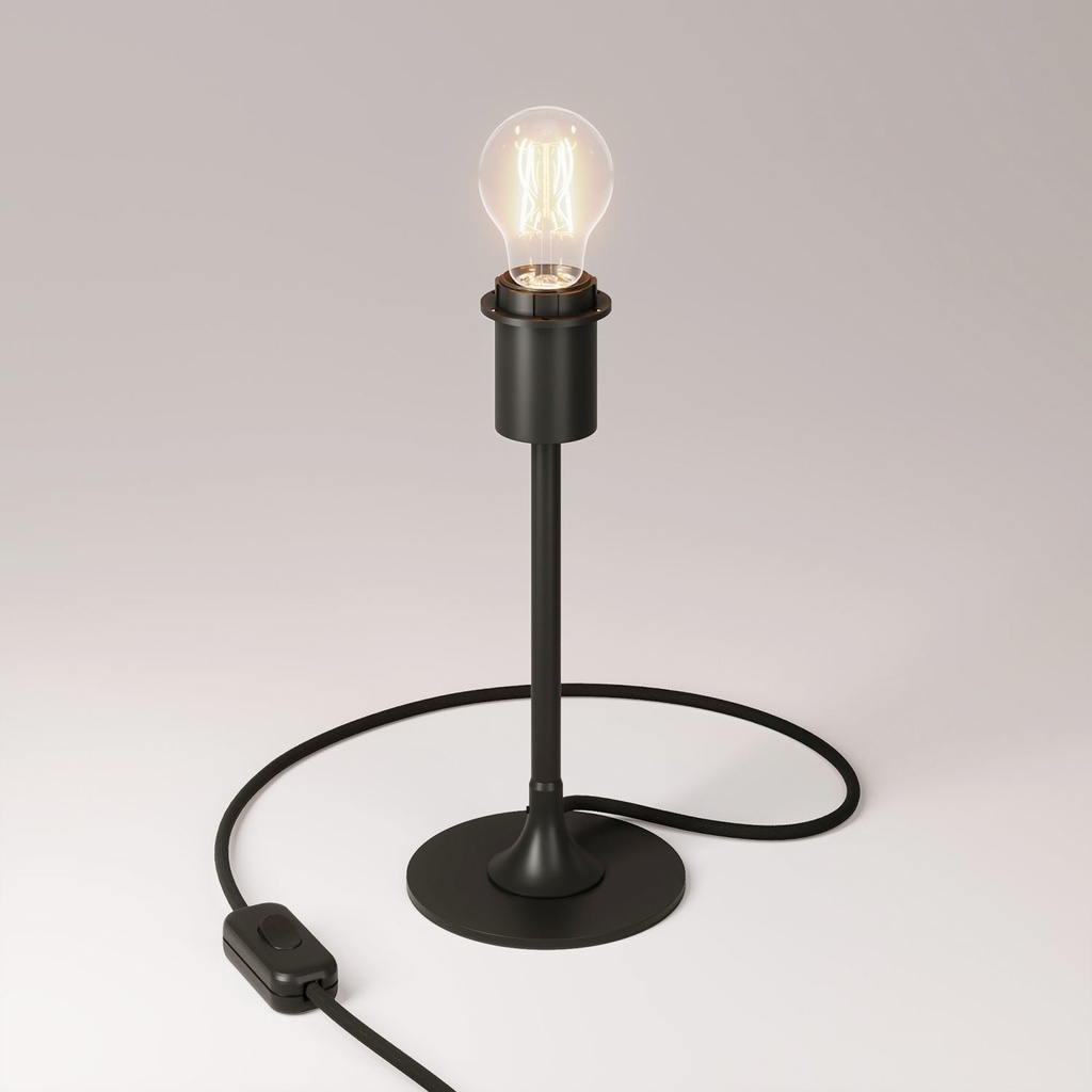 [AB21MAG4551VNE15EUNRC04] Lampe de table MAG-Y avec base ronde en métal et fixation pour abat-jour (Sans ampoule, Noir, Fiche UE)
