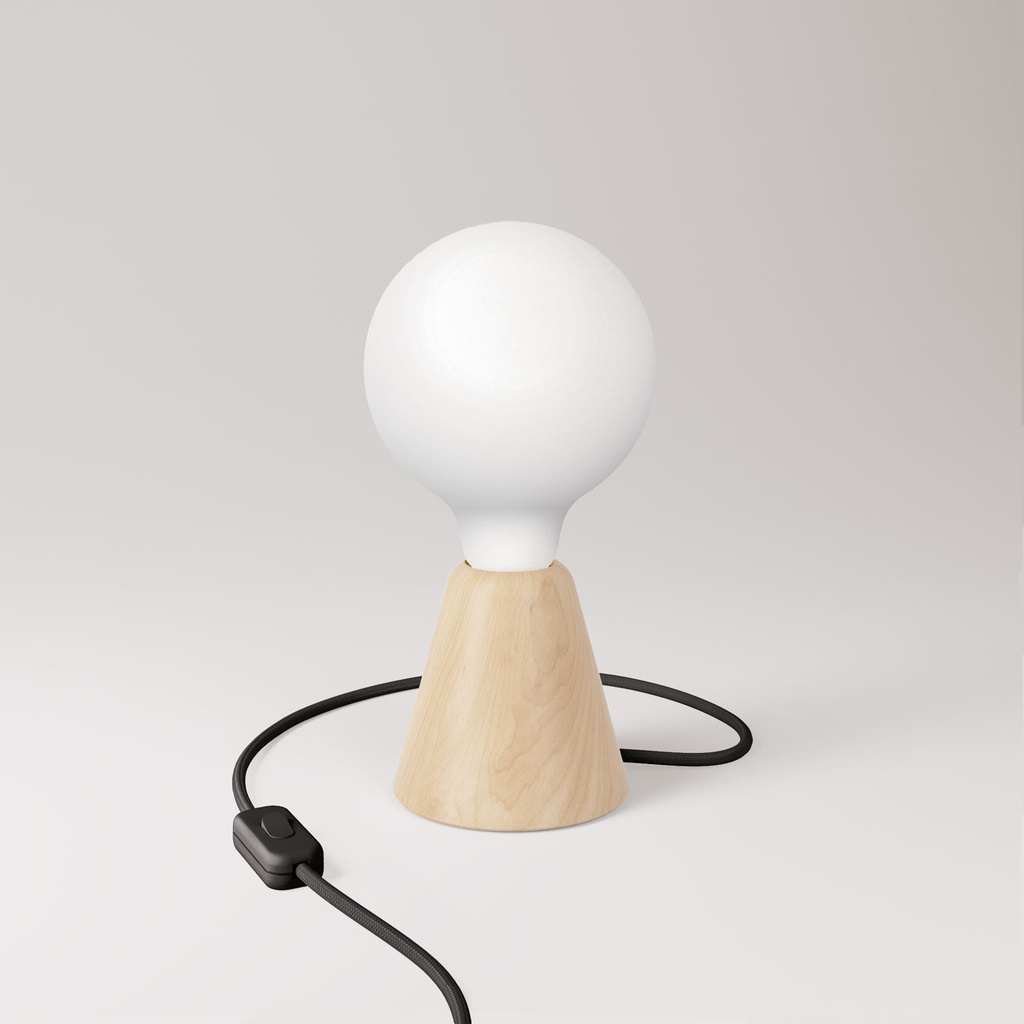 [CBLNATRM04-L1] Table lamp with base in alder wood and porcelain effect bulb (EU plug, RM04)