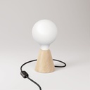 Lampe de table avec base en aulne et ampoule effet porcelaine – Fiche UE, RM04