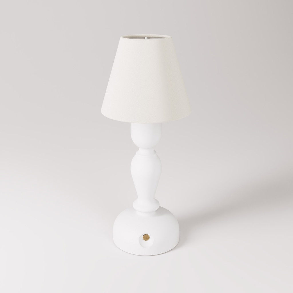 [CABLESS14-VB-PARIME27TEBIA-L] Lampada portatile ricaricabile Cabless14 con lampadina a goccia e paralume (Bianco)