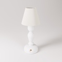 Lampe portable rechargeable Cabless14 avec ampoule goutte et abat-jour – Blanc