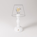 Lampada portatile ricaricabile Cabless14 con lampadina a goccia e predisposizione per paralume – Bianco