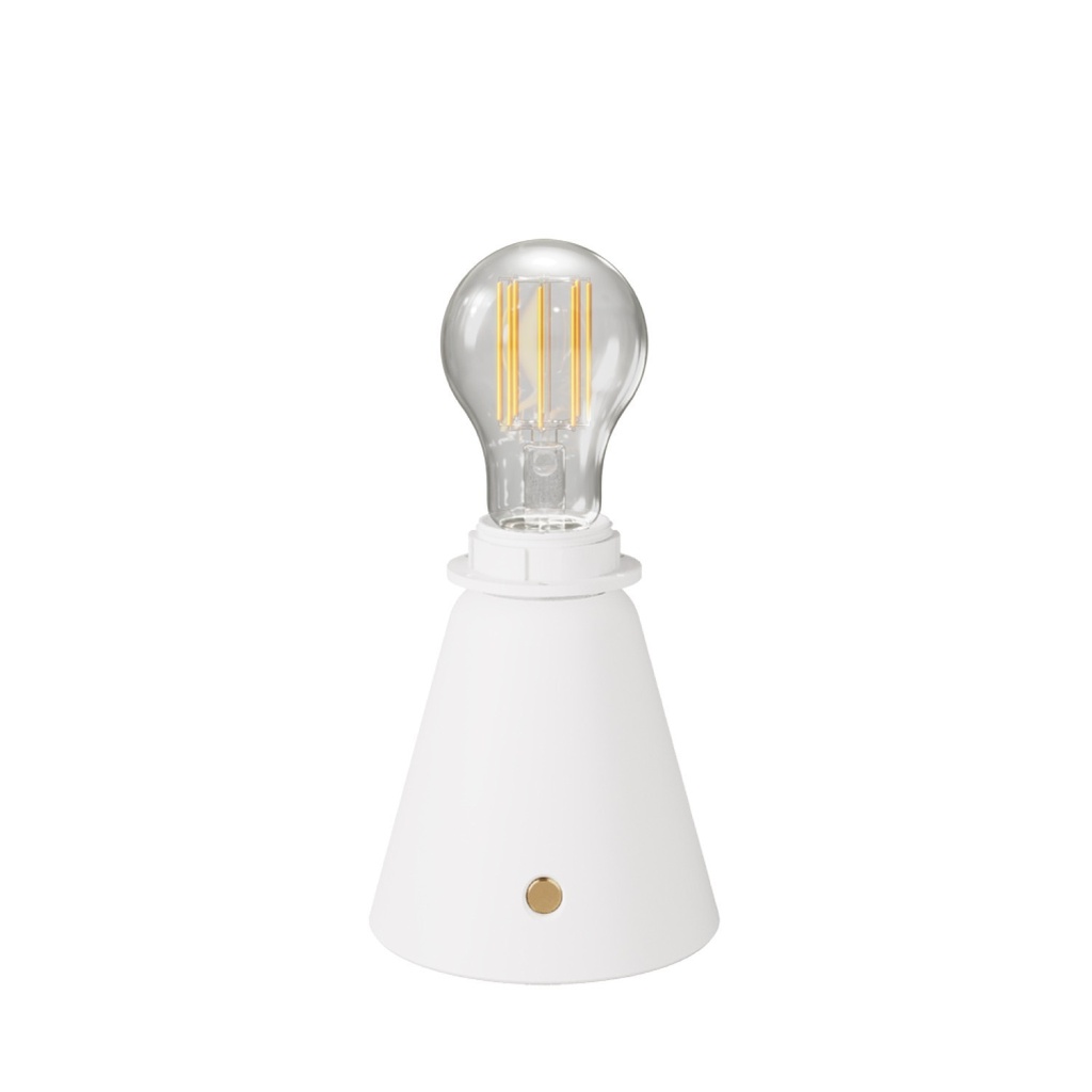 [CABLESS11-VB-L] Lampada portatile ricaricabile Cabless11 con lampadina a goccia e predisposizione per paralume (Bianco)