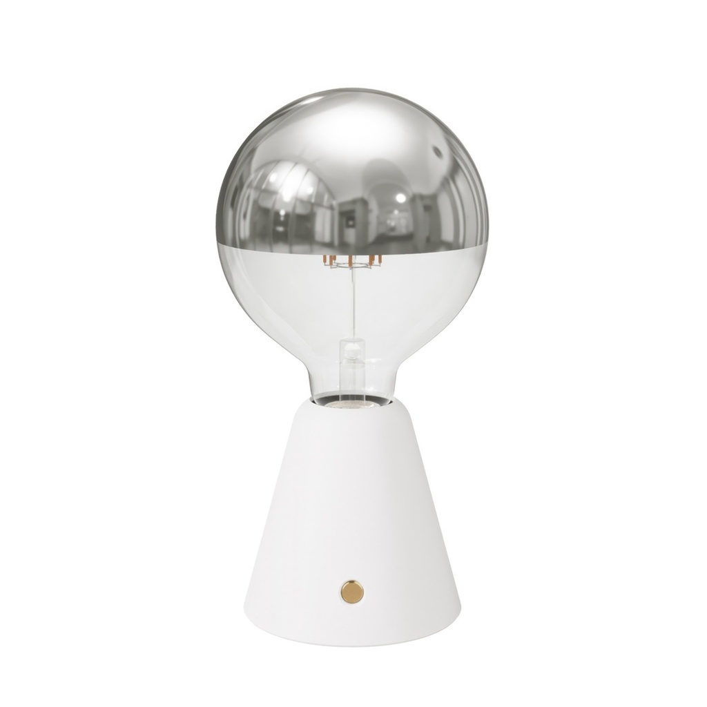 [CABLESS01-VB-B05] Tragbare, wiederaufladbare Lampe Cabless01 mit Globe-Halbkugel-Glühbirne in Silber (Weiß)