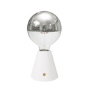 Tragbare, wiederaufladbare Lampe Cabless01 mit Globe-Halbkugel-Glühbirne in Silber – Weiß