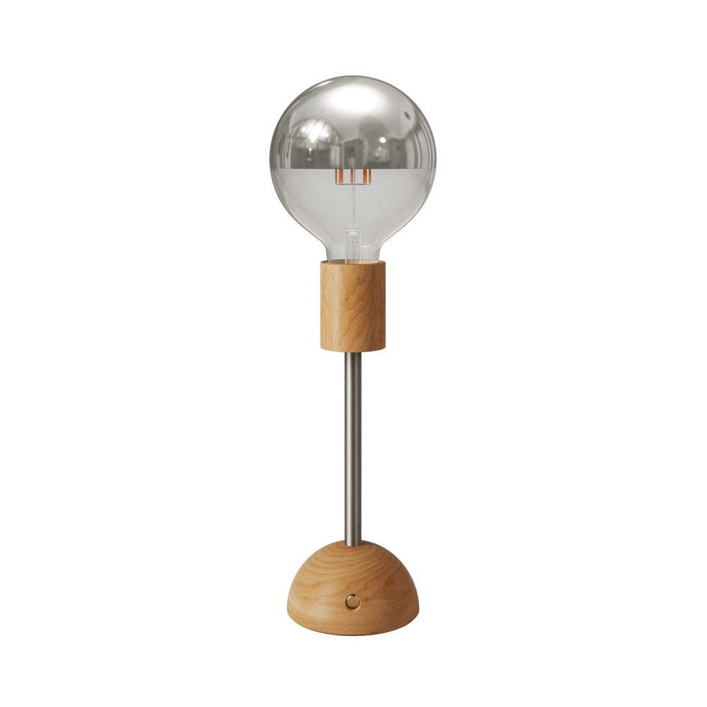 Lampe portable et rechargeable Cabless02 avec ampoule globe demi-sphère argent