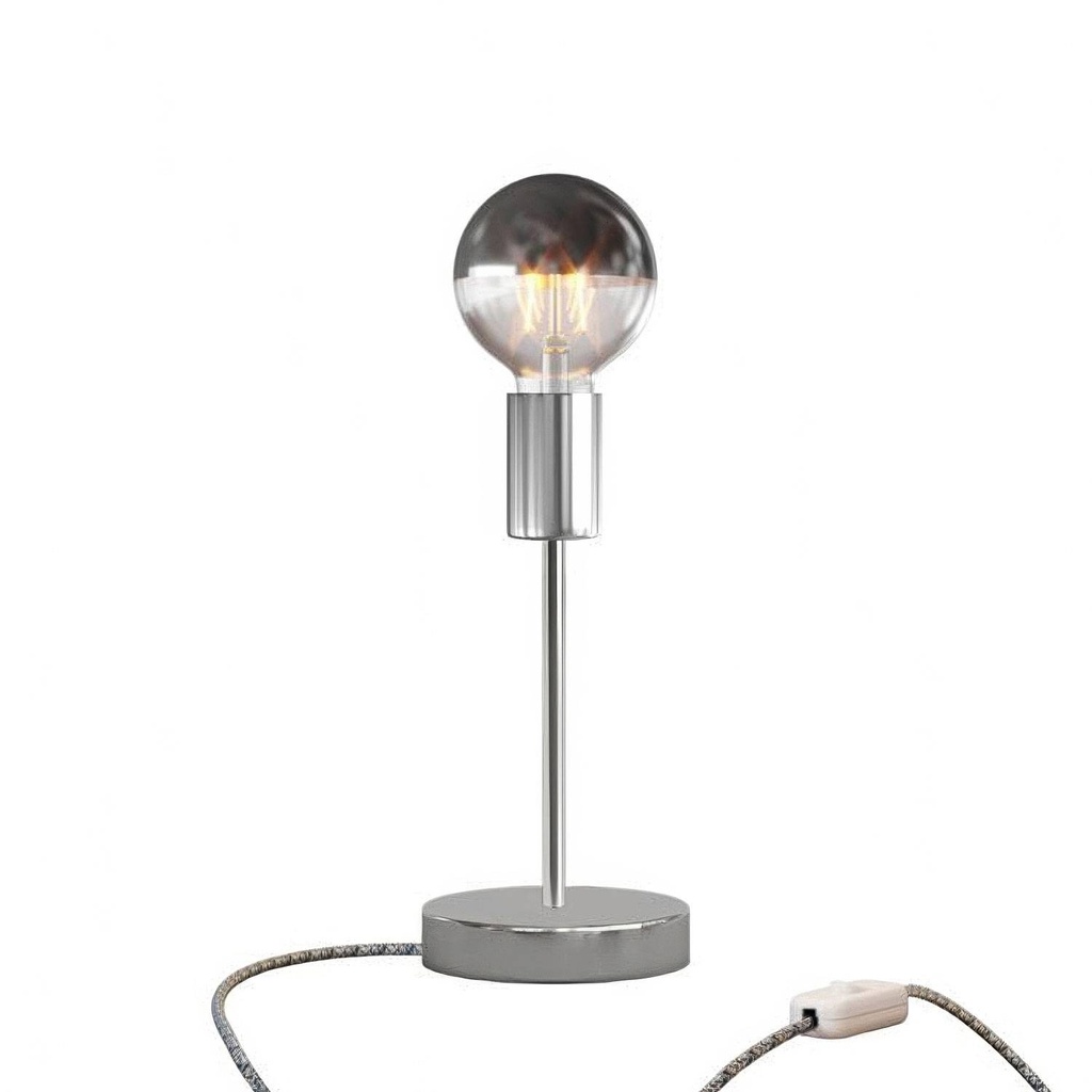 Alzaluce Half Cup metal table lamp – Chrome, EU, With switch