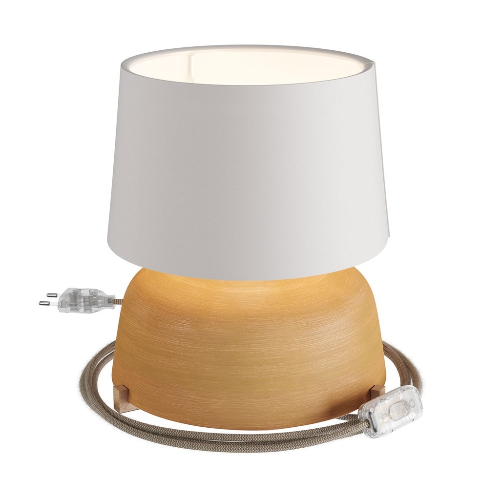 Coppa ceramic table lamp with Athena lampshade – Without bulb, White, EU plug