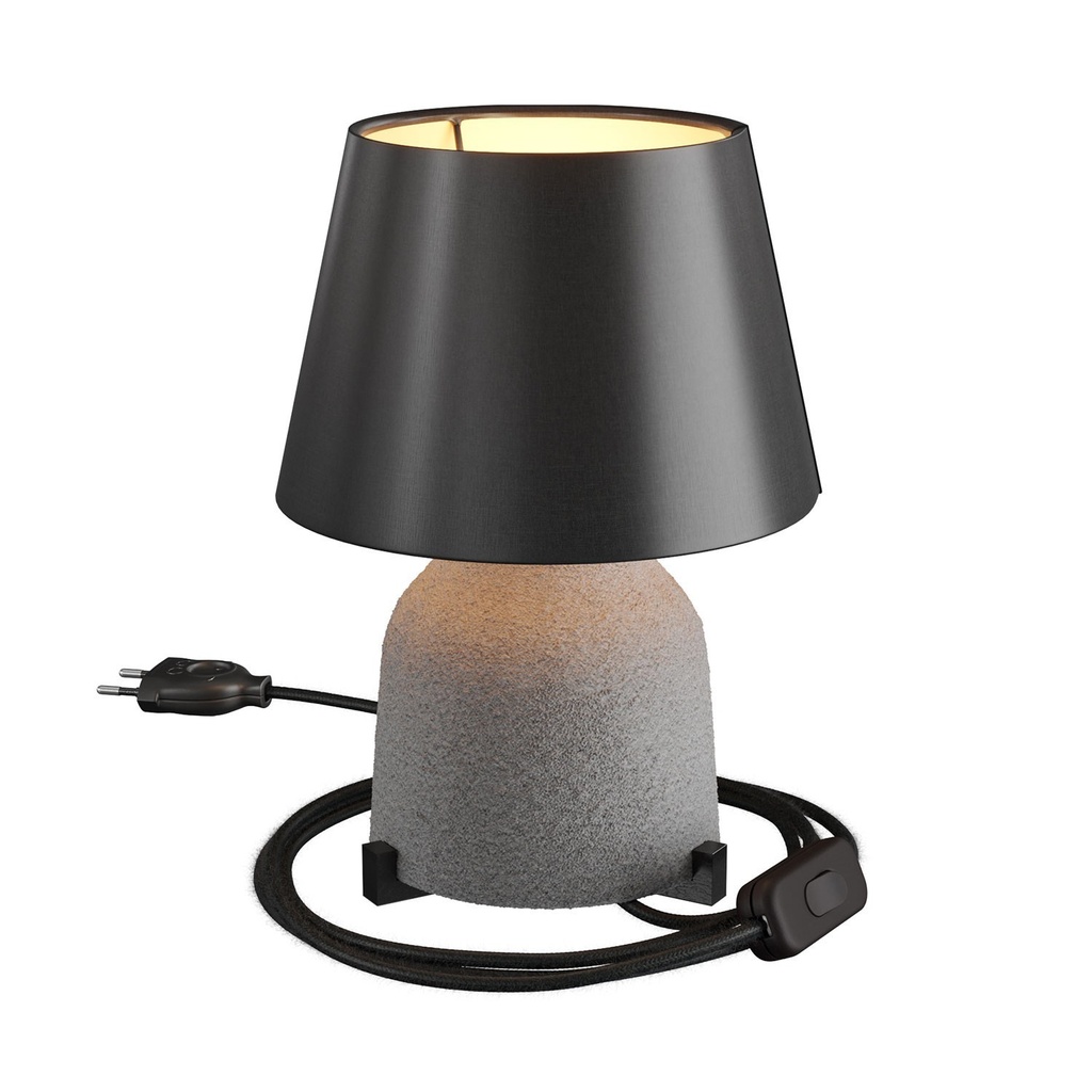[KEKBIPAR02] Keramik-Tischlampe Vaso mit Lampenschirm Impero (Ohne Leuchtmittel, Schwarz, EU-Stecker)