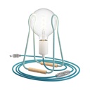 Lampada da tavolo Taché Metal – Senza lampadina, Spina EU, Bianco azzurro con cavo turchese