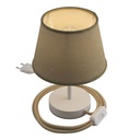 Alzaluce avec abat-jour Impero, lampe de table en métal – Blanc mat avec jute naturelle, Fiche UE, 10 cm