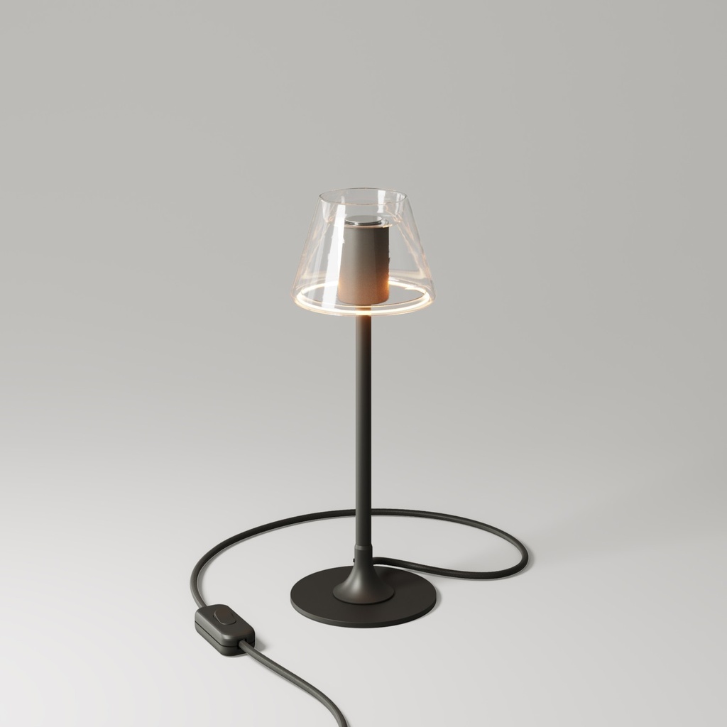 [AB21MAG4011VNE20EUNRM04-L2] Lampe de table MAG-Y G07 avec base ronde en métal et ampoule transparente Ghost Mini Cone (Noir)