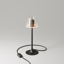 Lampada da tavolo MAG-Y G07 con base metallica tonda e lampadina trasparente Ghost Mini Cone – Nero