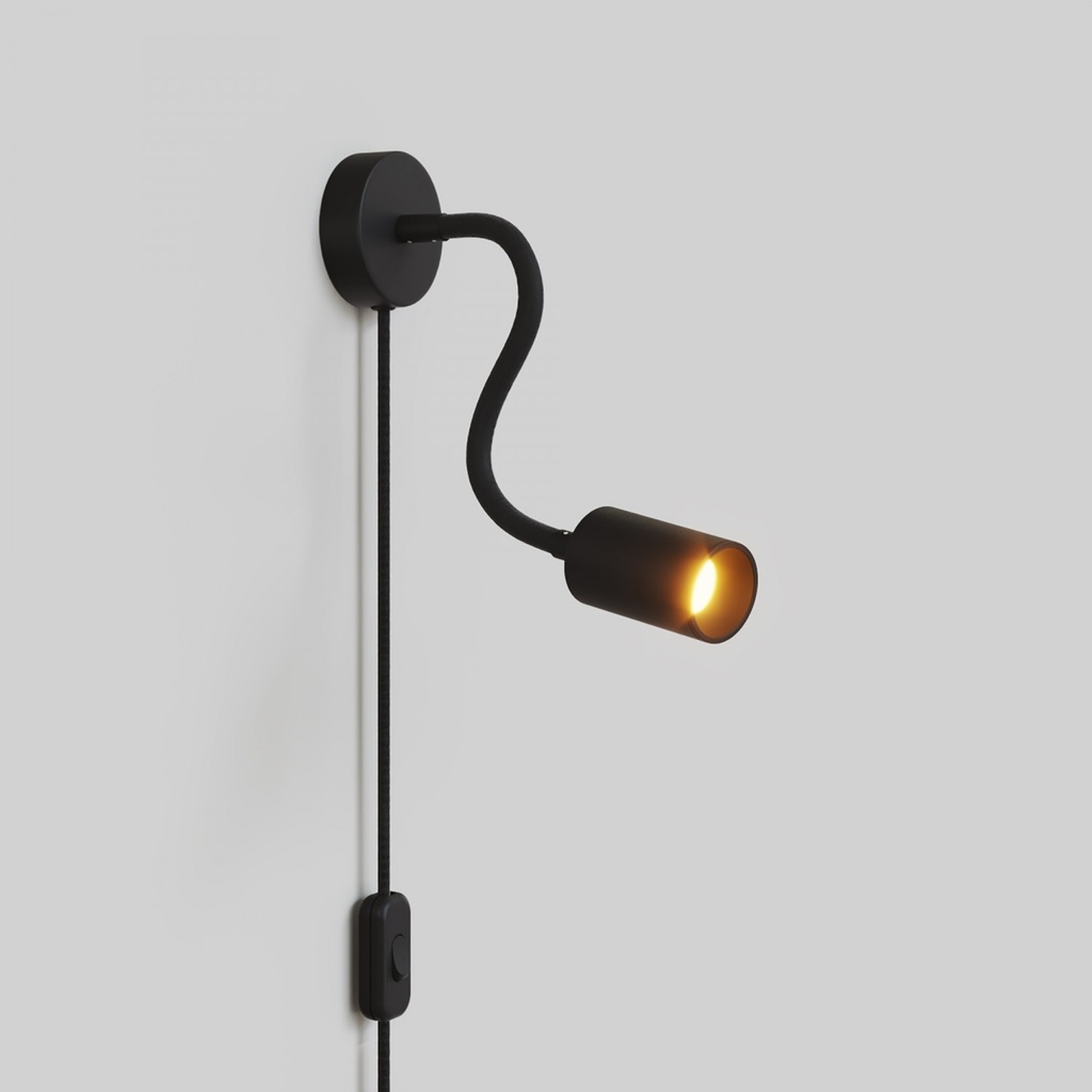 [APMDECOVNVNFLRM04EUNRM04-L] Lampe avec fiche et bras flexible, spot GU10 Bispot (Noir, Européenne (UE))