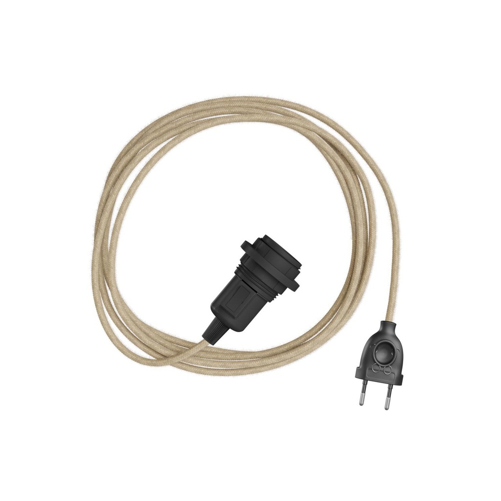 Snake für Lampenschirm – Plug-in-Leuchte mit farbigem Textilkabel – EU-Stecker, RN06, 3 m