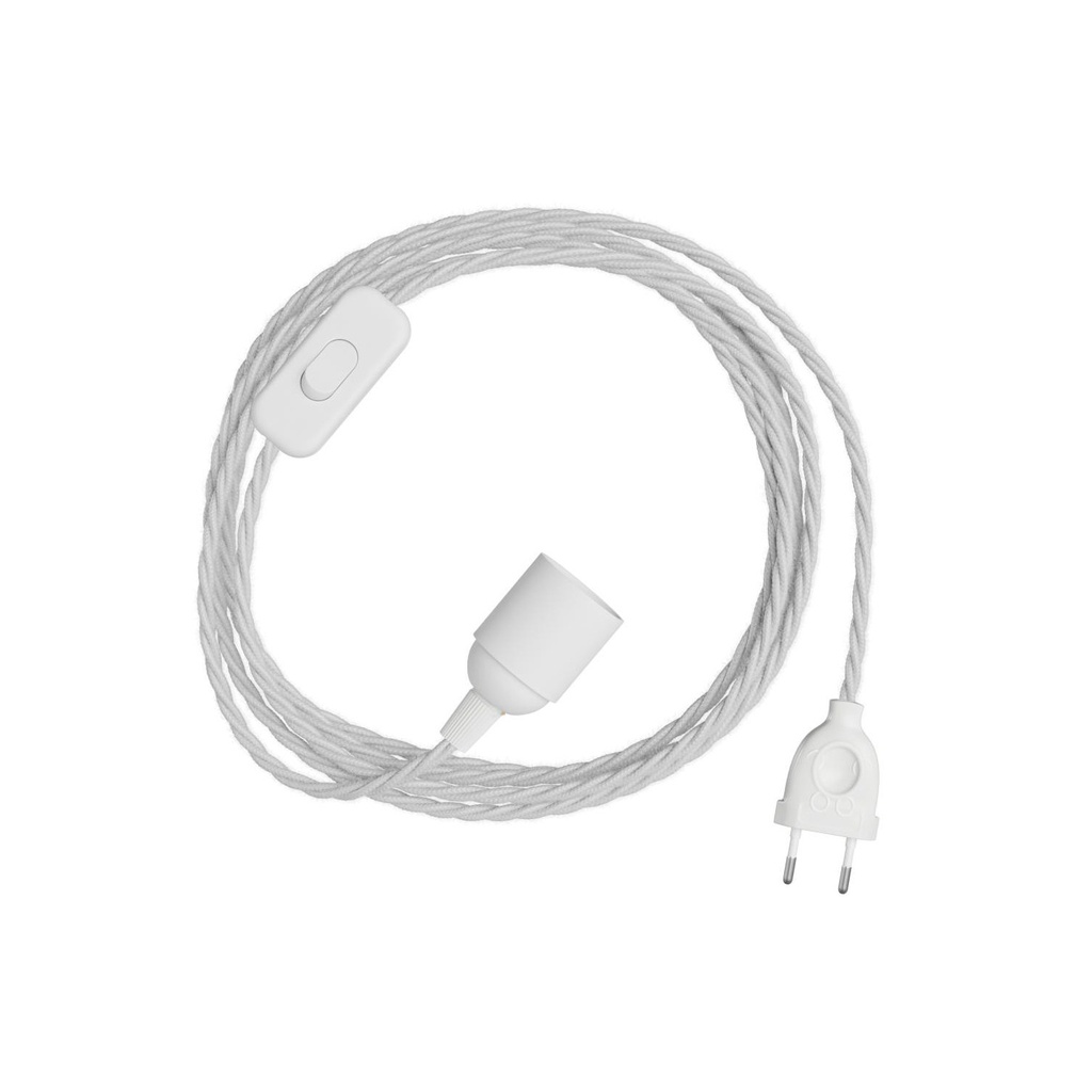 [FIN142PBLI30TC01] SnakeBis Twisted - Cablaggio con portalampada e cavo tessile trecciato (Spina EU, TC01, 3 m, E14)
