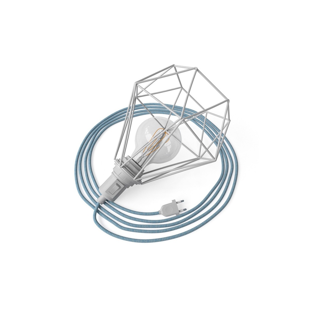 [PSEUB3RD75DVB] Table Snake – Plug-in-Lampe mit Käfig-Lampenschirm Diamond (Weiß, EU-Stecker)