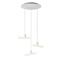 Esse14 suspension lamp with 3 asymmetrical drops with Rose-One, complete with fabric cable and metal finishes – With Matter (on/off), White