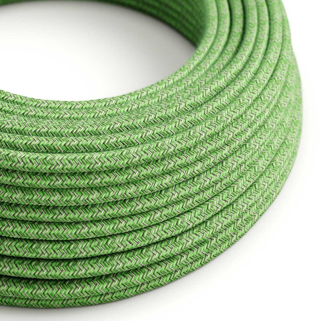 UV resistant fabric-covered electric cable for outdoor use, round 2x1.00 – Green Pixel Bronte cotton SX08