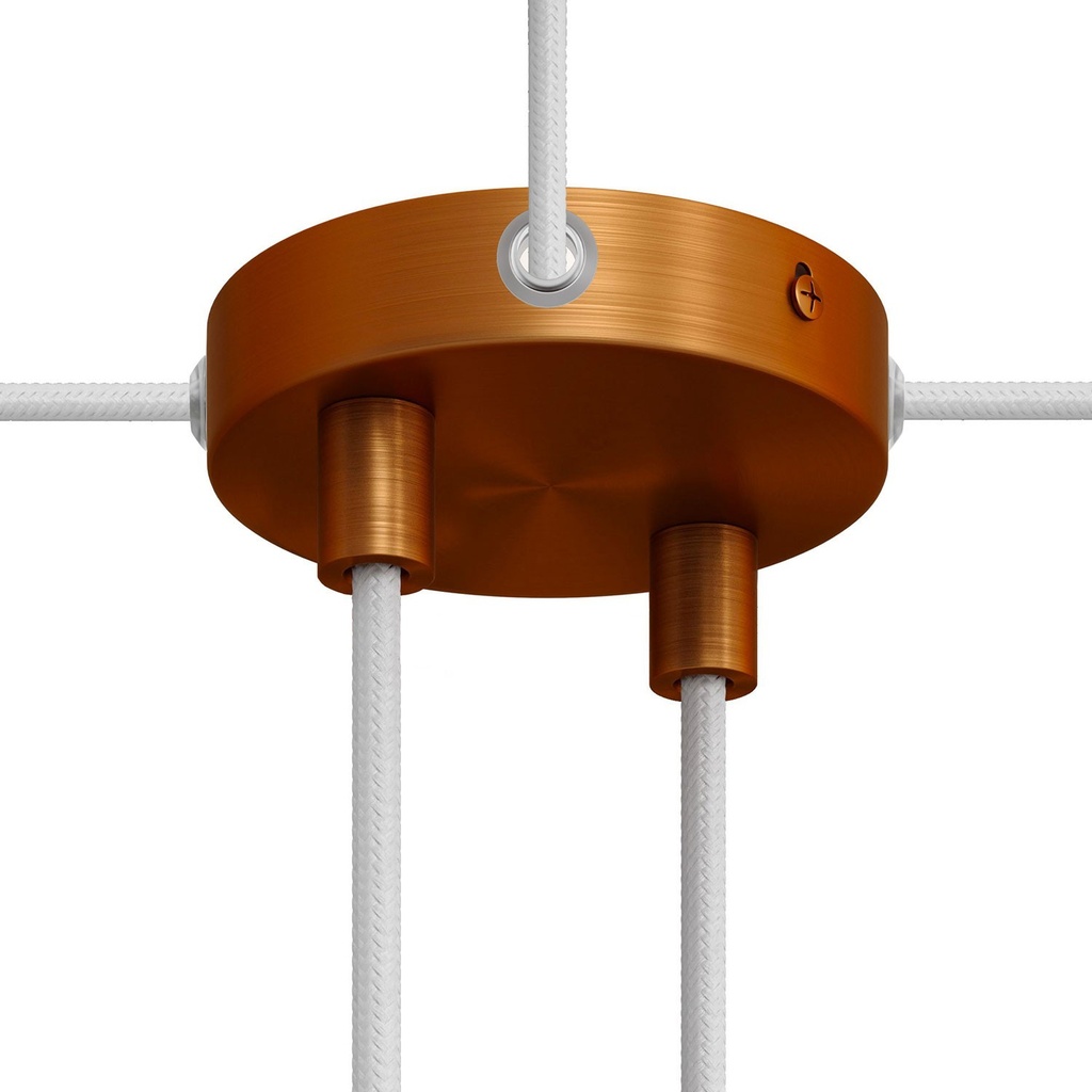 [KRM832F4LRASTERM] Kit rosone a soffitto mini cilindrico in metallo 2 fori centrali e 4 laterali (Rame spazzolato)