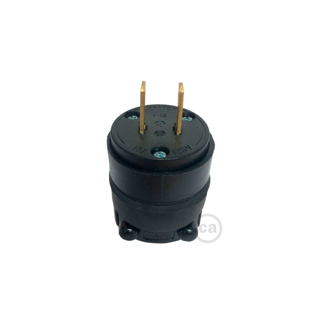 [LL-R60-115PR] Black rubberized two-prong plug for string lights