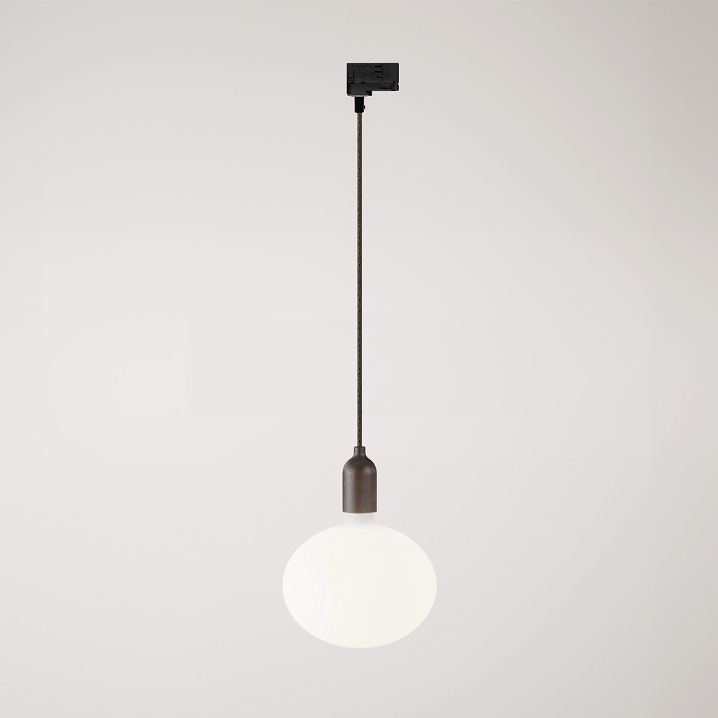 [PDL14RN04-AD02] Schienen-Pendelleuchte mit Lampenfassung aus Holz (Ohne Leuchtmittel, Wengé-Effekt, Powergear)