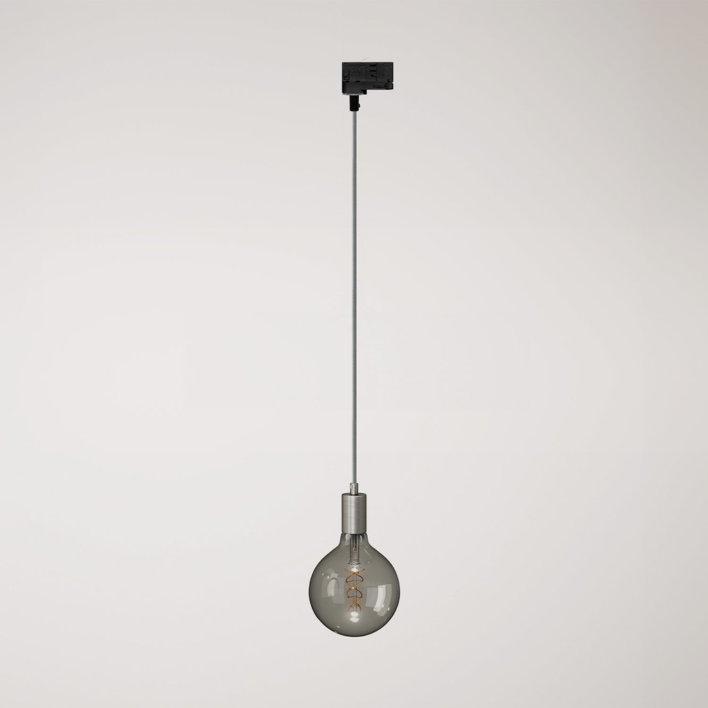 [PDMTISRM03SERM1-AD02] Industrielle Pendelleuchte mit Textilkabel und Schienenadapter (Gebürstetes Titan, Powergear)