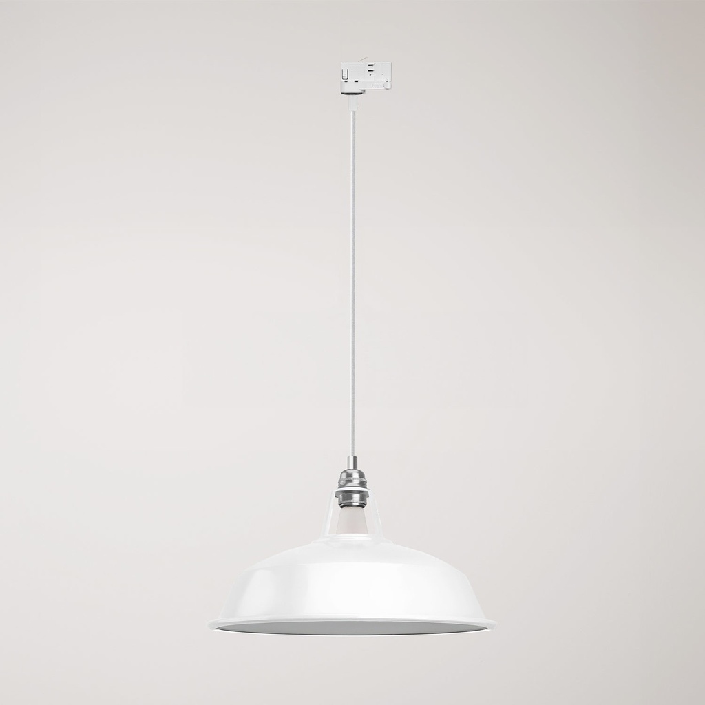 [PDMCRRC01KPAM08VBL-AD01] Schienen-Pendelleuchte mit Harbour Lampenschirm (Ohne Leuchtmittel, Weiß, Powergear)