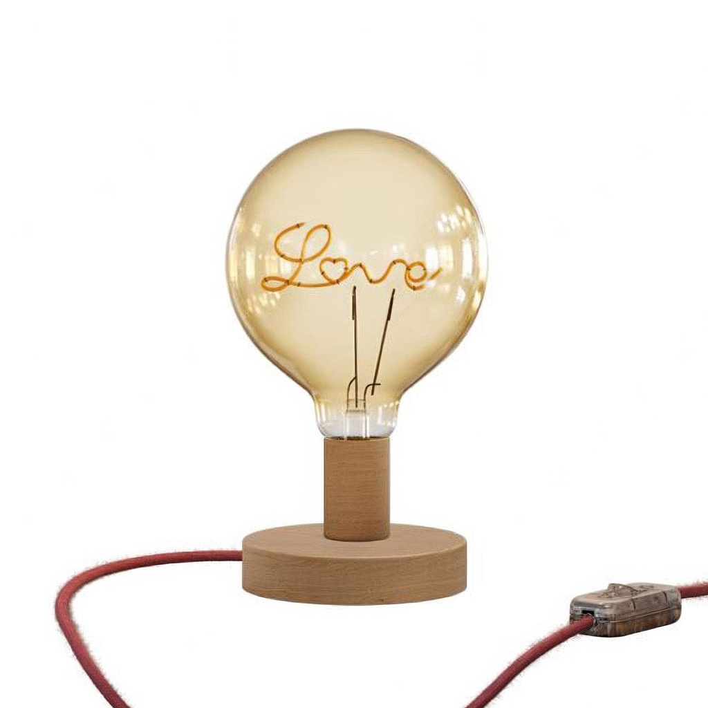 [ABLB10LEUTRN24-L] Lampada da tavolo in legno Posaluce con lampadina LED Love (EU, Interruttore)