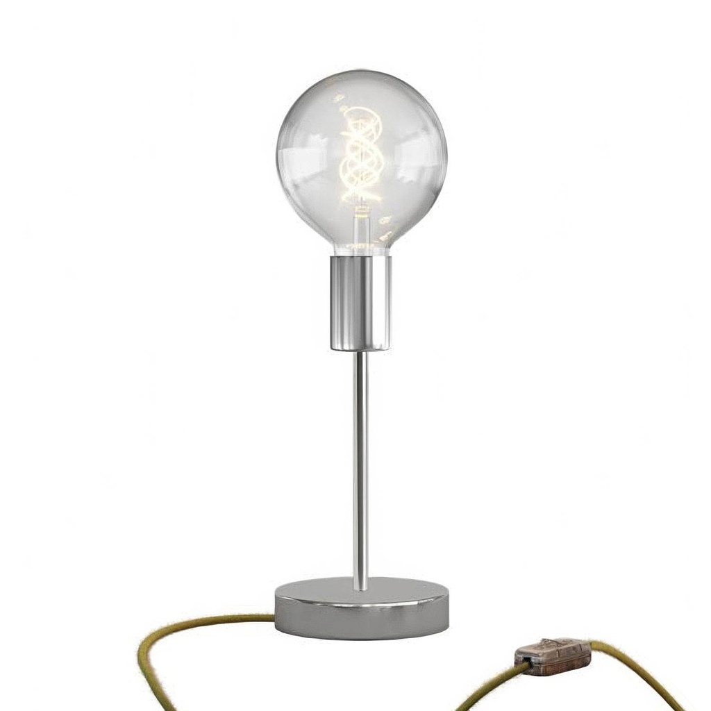 [ABM21E20CRLEUTRN23-L] Lampada da tavolo in metallo Alzaluce Globo (Cromo, EU, Interruttore)