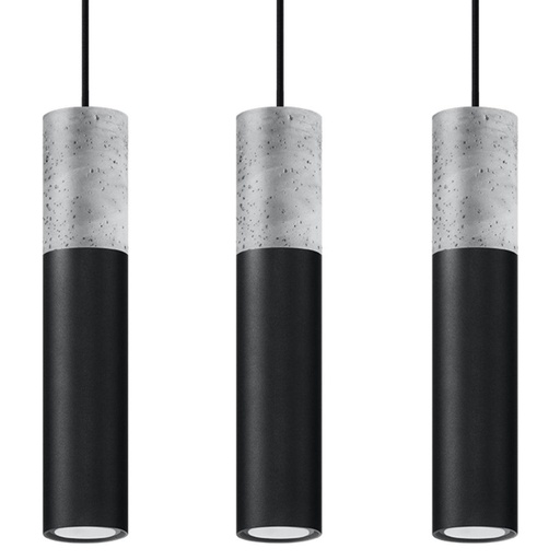 [SL.0652] BORGIO 3L Black Suspension Lamp
