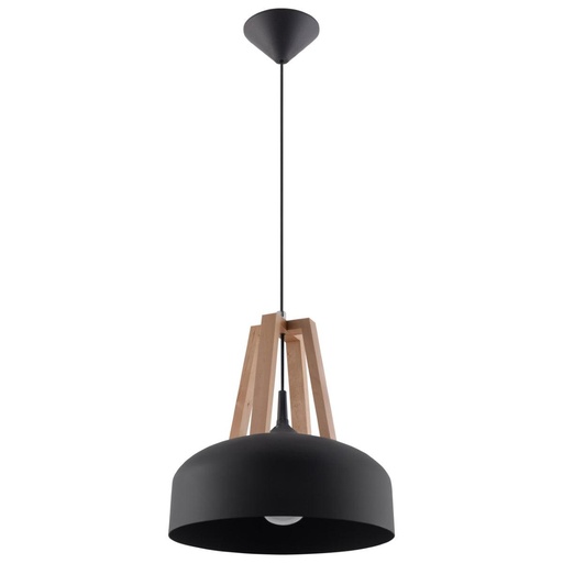 [SL.0390] CASCO pendant lamp black/natural wood