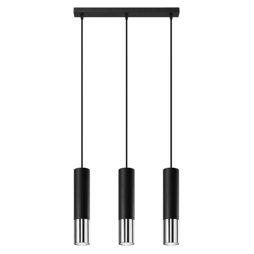 [SL.0942] Lampada a sospensione LOOPEZ 3L nero/cromo