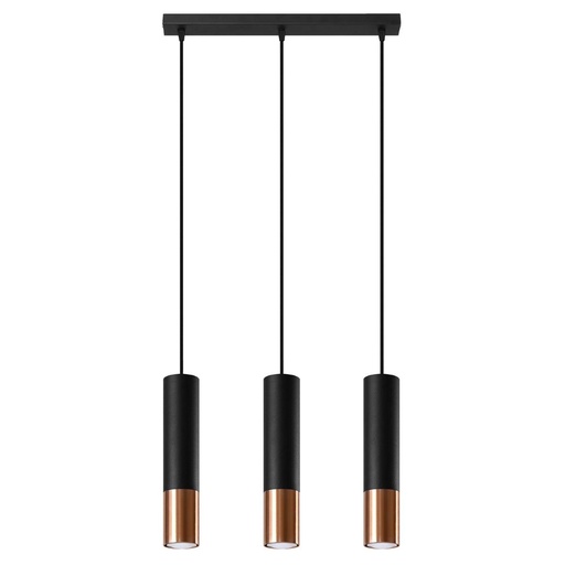 [SL.0948] Lampada a sospensione LOOPEZ 3L nero/rame