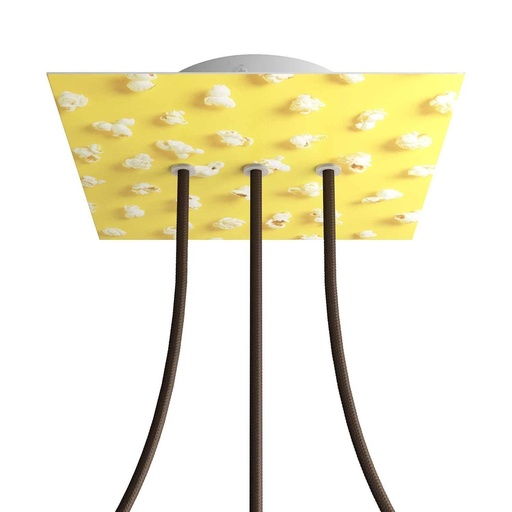 [8057730843164] Rose-One square rosette, 200 mm with 3 holes in line and 4 holes