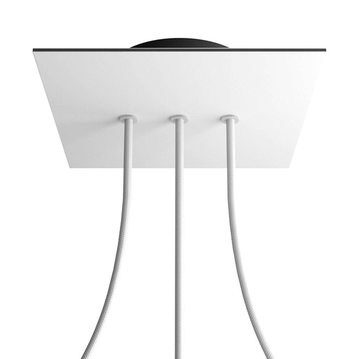 [8050997075514] Rosone Rose-One quadrato, 200 mm con 3 fori in linea e 4 fori laterali
