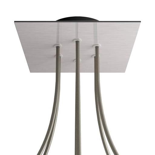 [8050997078768] Rosone Rose-One quadrato, 200 mm con 6 fori e 4 fori laterali