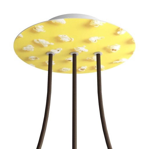 [8057730843034] Rose-One round rosette, diameter 200 mm with 3 holes in line and 4