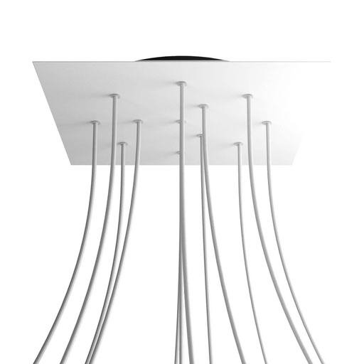 [8050997075835] Rosone XXL Rose-One quadrato, 400 mm con 12 fori e 4 fori laterali