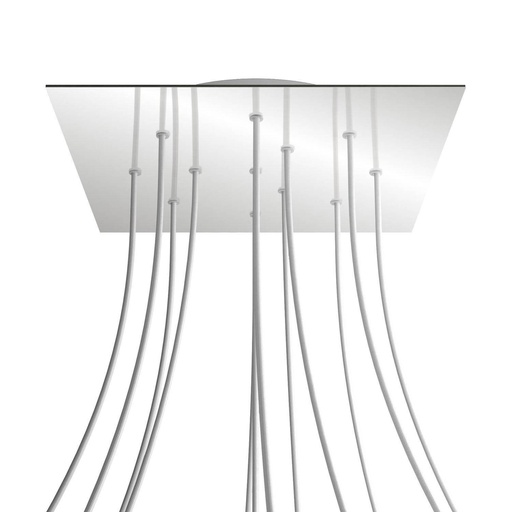 [8050997072902] Rosone XXL Rose-One quadrato, 400 mm con 12 fori e 4 fori laterali