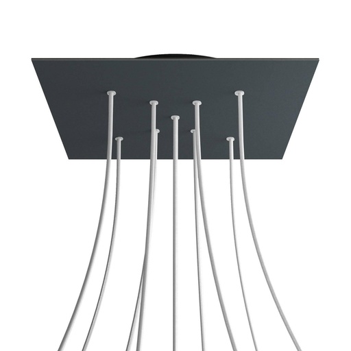 [8050997069353] Rosone XXL Rose-One quadrato, 400 mm con 9 fori a X e 4 fori laterali