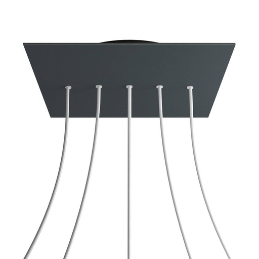 [8050997069308] Rosone XXL Rose-One quadrato, 400 mm con 5 fori in linea e 4 fori