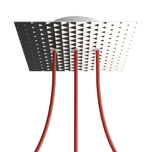 [8057730843188] Rose-One square rosette, 200 mm with 3 holes in line and 4 holes