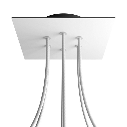 [8050997075545] Rosone Rose-One quadrato, 200 mm con 6 fori e 4 fori laterali