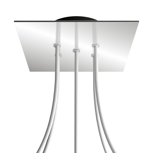 [8050997069872] Rosone Rose-One quadrato, 200 mm con 5 fori e 4 fori laterali