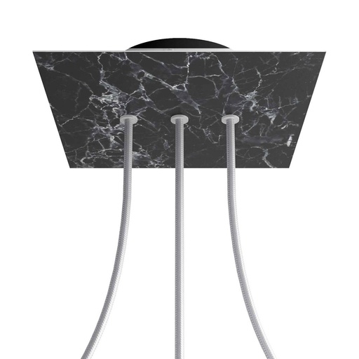 [8050997076436] Rosone Rose-One quadrato, 200 mm con 3 fori in linea e 4 fori laterali